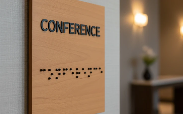 Braille directional signage for hospitality and campus environments