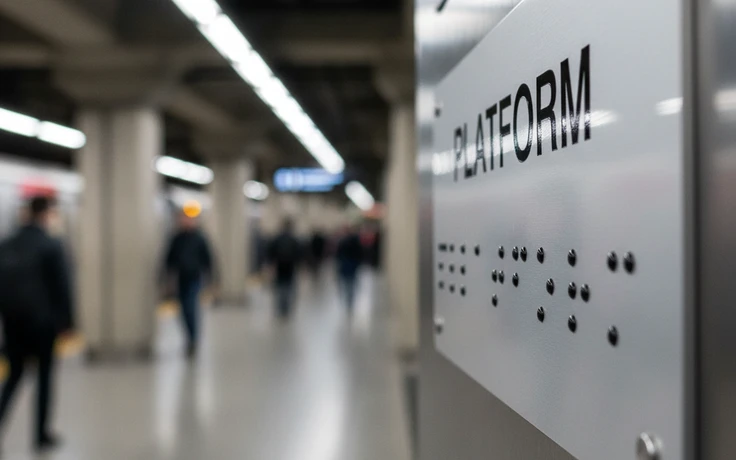 Braille transit sign for transport and mobility wayfinding