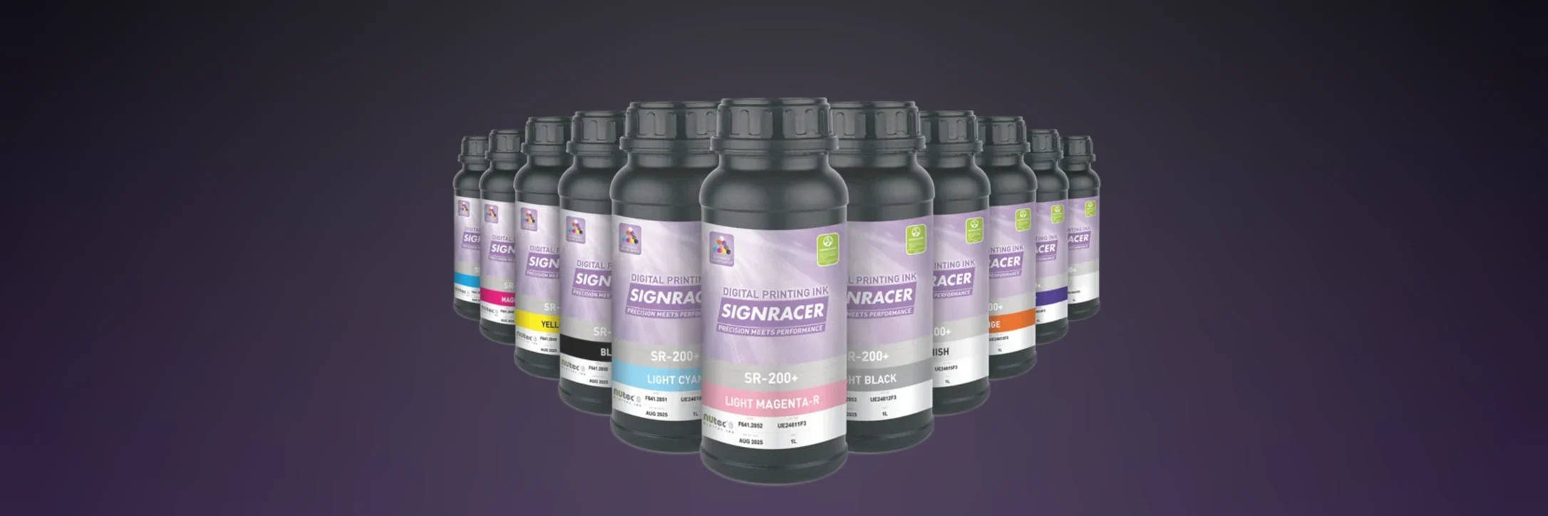 SR-200+ ink bottle range for controlled color, adhesion, and durability workflow