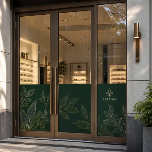 Architectural glass printing application image showing kontrola vrstiev bielej a farieb.