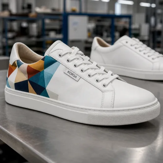 Direct-to-object shoe printing application image showing rýchle zmeny dizajnu.