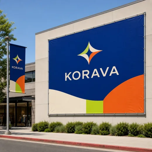 Wide-format outdoor advertising banner printed on roll media