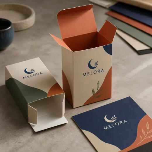 Flat printed carton sheets and branded packaging panels for prototypes