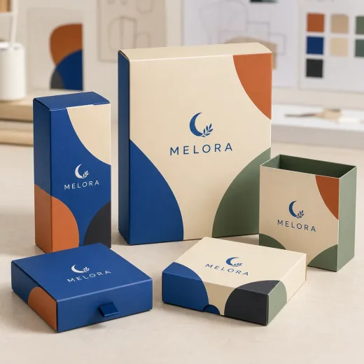 Flat printed carton sheets and branded packaging panels for prototypes