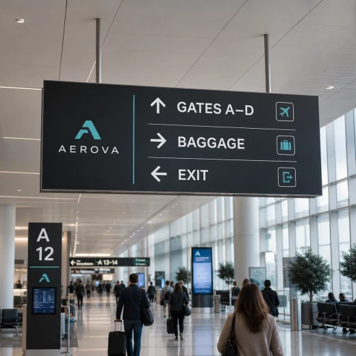 Rigid directional wayfinding sign system printed with UV graphics
